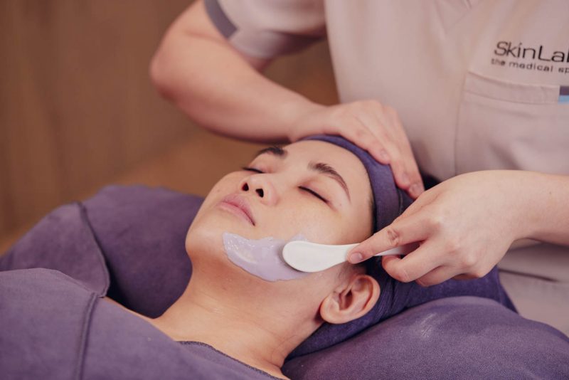 Soothing mask applied during sensitive skin treatment