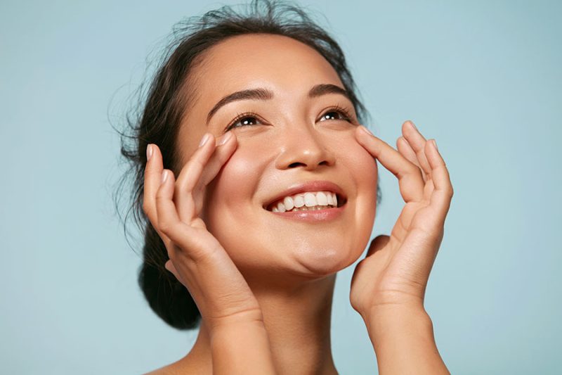 Asian woman after an express facial