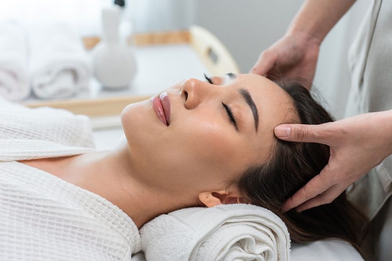 Woman getting a bojin facial massage in Singapore