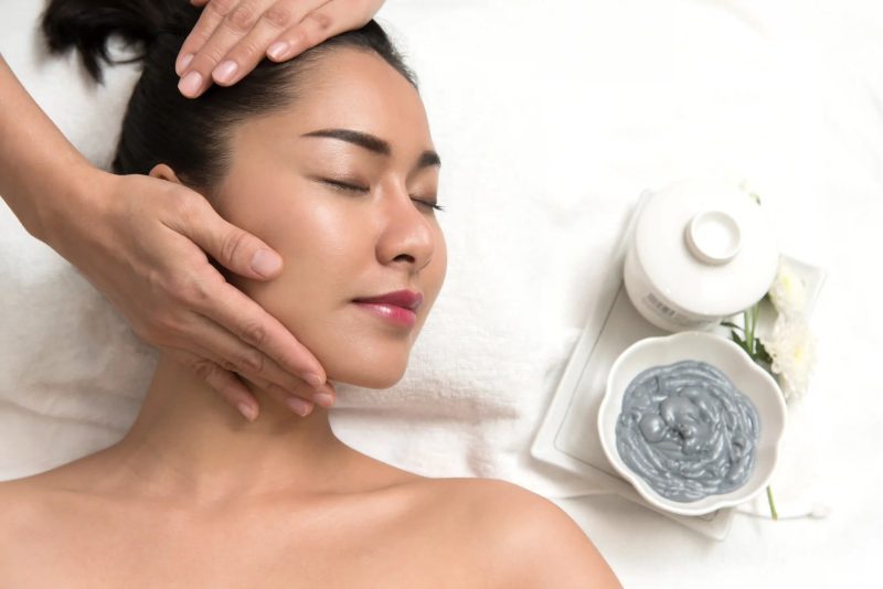 Woman getting a facial massage