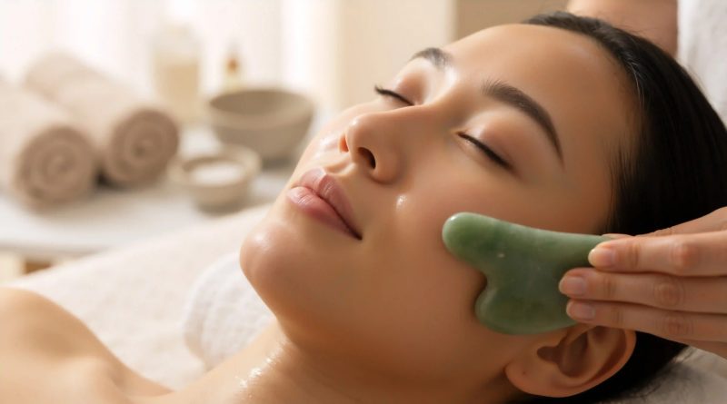 Woman receiving gua sha treatment